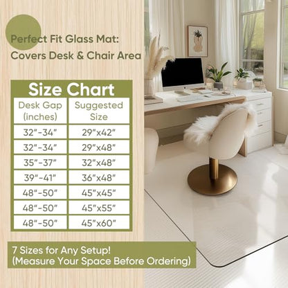 Office Chair Mat for Carpet & Hardwood, Upgraded 45" x 55" Dual Use Tempered Glass Chair Mat for Chair and Footrest Under Desk - size: 45"x55"