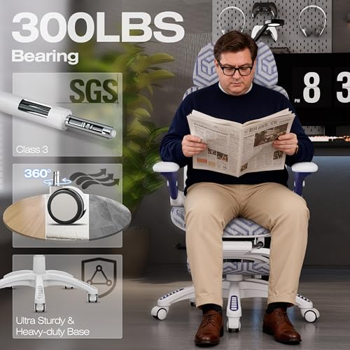 ELABEST X100 Ergonomic Mesh Office Chair with Footrest, Big and Tall Home Desk Chair with 5D Flip-Up Arms, Adjustable 3D Lumbar Support, Gaming & Executive Computer Chair (Cybernetic Pulse) - color: Cybernetic Pulse