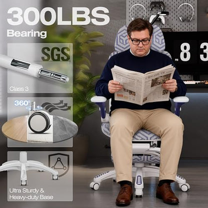 ELABEST X100 Ergonomic Mesh Office Chair with Footrest, Big and Tall Home Desk Chair with 5D Flip-Up Arms, Adjustable 3D Lumbar Support, Gaming & Executive Computer Chair (Cybernetic Pulse) - color: Cybernetic Pulse