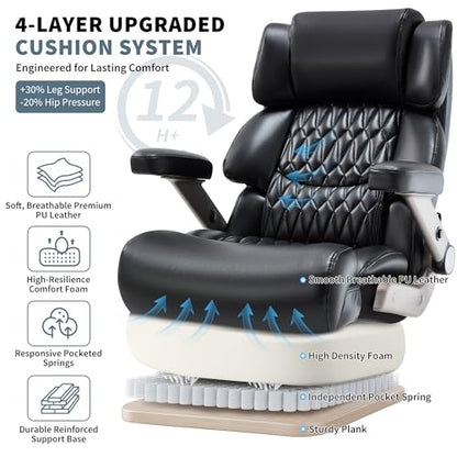 700lbs Big and Tall Office Chair, Large Heavy Duty Computer Desk Chair - color: Black