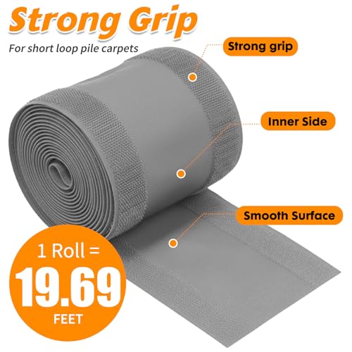 Cable Grip Floor Cord Cover for Office Carpet,Cable Management Organizer, Floor Cord Cover,Cable Protector Management for Homes & Office (Gray, 19.69 ft) - color: Gray