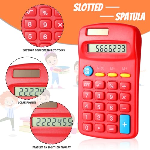 Copkim 24 Pack Student Mini Calculator for Classroom, 8-Digit Display Dual Powered Handheld Math Tools for Teachers, School Supplies and Classroom Rewards, Compact Design(Red) - color: Red