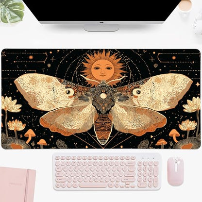 Myth Sun Desk Mat, Cute Extended Gaming Keyboard Mouse Pad, Large Office Desk Cover Mat Pad Deskmat, Non-Slip Leather Home Office Desk Mat Protector 31.5"×15.7" - color: Sun, size: L(31.5×15.7 inch)