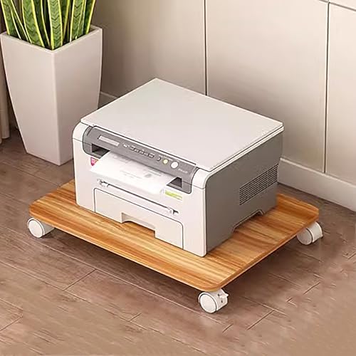 Home Mobile Under Desk Printer Stand,Wood Printer Shelf with Locking Casters,Rolling Printer Table cart for Small Spaces Office Home(17.7" W x 11.8" D x 2.3" H, Walnut) - color: Walnut, size: 17.7"W x 11.8"D x 2.3"H