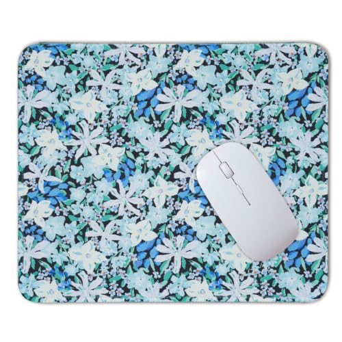 Mouse Pad for Desk with Stitched Edge, Premium Cute Washable Mouse Pads. Computer Mousepad with Non-Slip Rubber Base, Mousepads for Laptop, 9.25x7.75x0.12 inch (Indigo Blooms) - color: Indigo Blooms