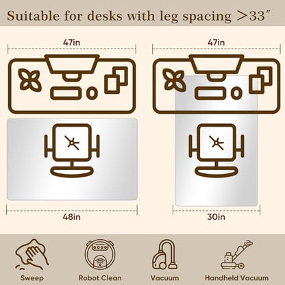 Tempered Glass Chair Mat for Hardwood Floor & Low Pile Carpet, 30" x 48" Heavy Duty Office Chair Mat with Non-Slip Pads, Scratch Resistant Floor Protector for Home Office - size: 30" x 48"