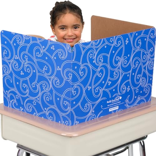 Really Good Stuff Standard Privacy Shields, 3 Group Colors, Set of 12 | Ages 5+, Kindergarten+, Star & Swirl Matte Finish in Blue, Reduces Distractions and Helps Students Focus - color: Blue Stars, size: Standard 12"H