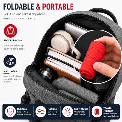 Silicone Phone Stand - Foldable Aluminum Phone Holder, Folded into Any Shape, Portable Rollable Multi-Angle Stand, Anti-Slip Desktop Stand for All Mobile Phones Tablet Laptop (Hot Pink) - color: Hot Pink