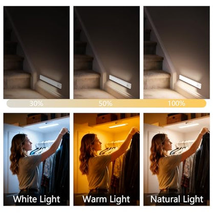 Bitrue Under Cabinet Lights,Rechargeable Motion Sensor, 8inch Silver,2-Pack