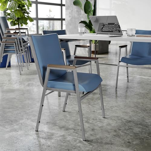 Flash Furniture Hercules Vinyl Stack Chair with Arms, Navy - color: Navy Vinyl, size: Set of 1