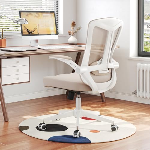 Ergonomic Office Desk Chair High Back Mesh Computer Chair Adjustable Chair | 360° Swivel Adjustable Lumbar Support & Flip-Up Armrests capacity 300 lbs capacity - color: 08khaki