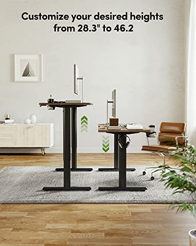 FEZIBO Height Adjustable Electric Standing Desk, 55 x 24 Inches Stand up Table, Sit Stand Home Office Desk with Splice Board,Rustic Brown