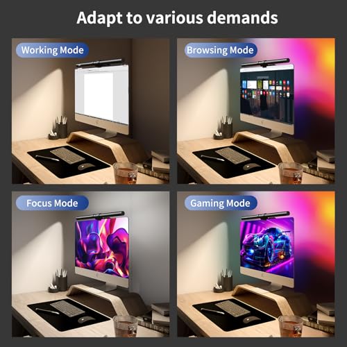 Monitor Light Bar, USB Reading LED Task Lamp with Touch Control, No Screen Glare Dimmable Desk Lamp Computer Monitor Light Bar for Home Office Gaming,Work with Alexa and Google Assistant - style: RGB Backlight