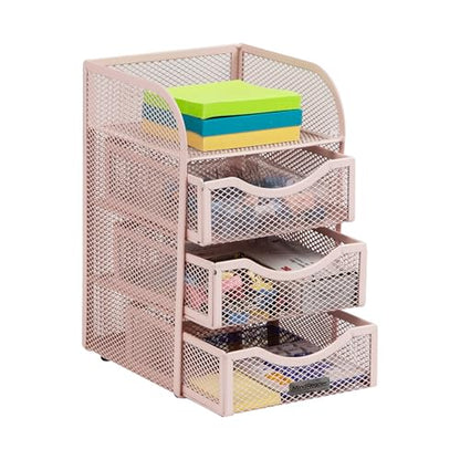 Mind Reader Desktop Accessory Storage, Paper Binder Clip Basket, Workspace, Office, Metal Mesh, 4.75"L x 5"W x 8"H, Pink - color: Pink