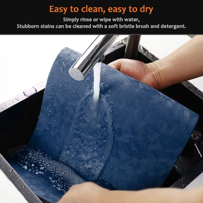 Blue Plastic Vinyl Placemats Set of 12, Waterproof Heat Resistant Table Mats,Faux Leather Wipeable Washable Easy Clean Non-Slip Place Mats for Indoor Outdoor(12,Blue) - color: Blue