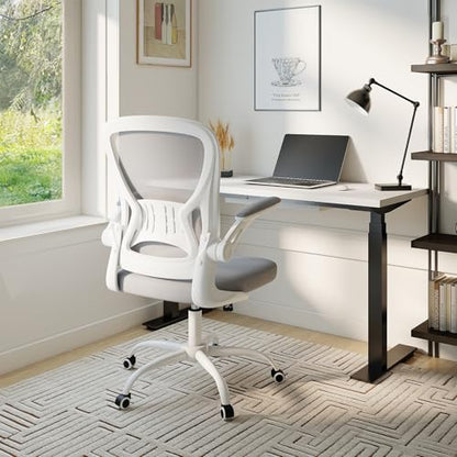 Youhauchair Adjustable Mesh Ergonomic Office Chair Set of 6, Grey | Flip-up Arms, Lumbar Support, Height Adjustable, Swivel, Breathable, Rocking, Mid Back Compurter Chair with Wheels - color: Grey, size: Set of 6