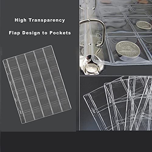 AITIME 30-Pocket Coin Sleeves, 10 Sheets Coin Pockets Pages for Binder - color: 10 Sheets-30 Pocket