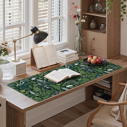 iCasso Desk Mat, Big Desk Pad,XXL Gaming Mouse Pad, Dark Green | 35.4x15.7in Mouse Pad for Desk Rubber Base Mousepad with Stitched Edges,Keyboard Mouse Mat - color: A-green Grass