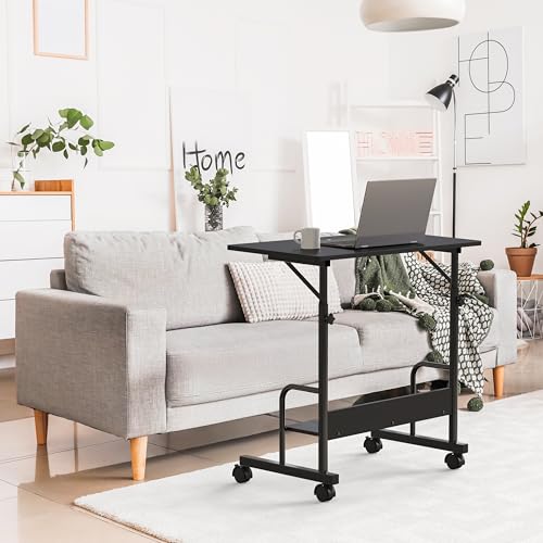 SHW 30.5" to 40.5" Mobile Standing Desk for Walking Pad Treadmill, Black | Height Adjustable great for Laptop Workstation