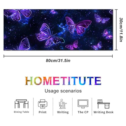 HOMETITUTE Large Mouse Pad 31.5 x 11.8 Inch Extended Desk Mat - color: Purple Butterfly