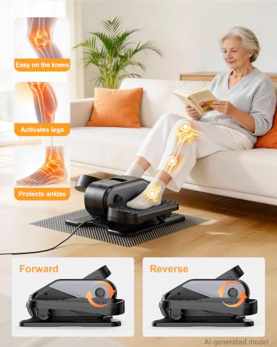 Under Desk Elliptical Mini Electric Leg Exerciser While Sitting for Seniors - color: Black
