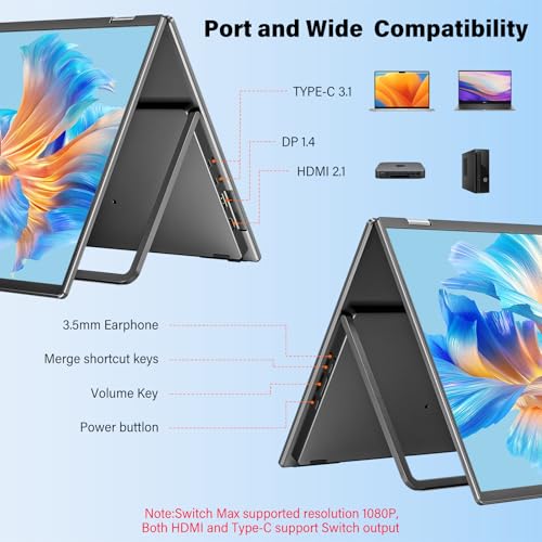 InnoView Dual Portable Monitor 23.8" 3840x2160P 4K 100% sRGB 315°Adjustable Dual Stacked Foldable Monitor Built-in Speakers Screen Extender with HDMI/USB-C/DP for Laptop Windows Mac - size: 23.8-inch-4k