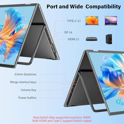 InnoView Dual Portable Monitor 23.8" 3840x2160P 4K 100% sRGB 315°Adjustable Dual Stacked Foldable Monitor Built-in Speakers Screen Extender with HDMI/USB-C/DP for Laptop Windows Mac - size: 23.8-inch-4k
