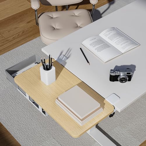 PEGZONE Desk Extender Tray, 24" x 12", with Storage Drawer, Medium, Wood - color: Wood, size: Medium