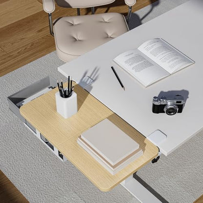 PEGZONE Desk Extender Tray, 24" x 12", with Storage Drawer, Medium, Wood - color: Wood, size: Medium