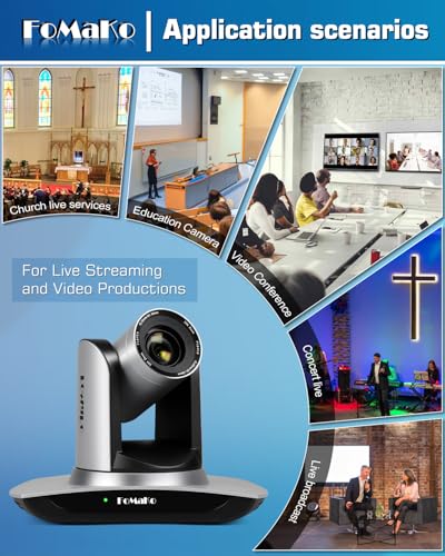 FoMaKo HDMI PTZ Camera, AI Auto-Tracking Gen 3, 20x Optical Zoom, IP USB3.0 HDMI,for Church Services Worship Education,Free NDI Upgrade,FMK12UH Pro(20x),Matte Silver - color: Matte Silver