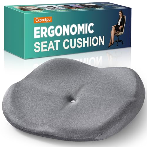 Memory Foam Seat Cushion with Pressure Relief for Office Chair, Car, Wheelchair, and Sofa, Doctor Recommended Orthopedic Cushion for Tailbone Pain, Sciatica, Hip Back Support, Non Slip, Grey