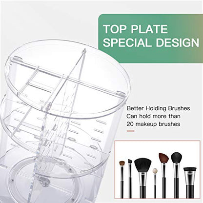 seinlife 360 Rotating Makeup Organizer,DIY Adjustable Spinning Holder,Foldable Cosmetic Storage Display box,Large Capacity Make up Caddy Shelf,Fits Countertop Vanity and Bathroom (CLEAR) - color: CLEAR