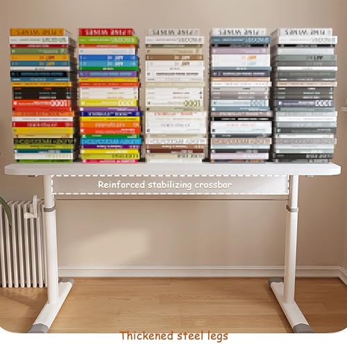 Manual Standing Desk, Adjustable Height Desk, Ergonomic Sit Stand Up Desk, White Office Desk, Metal Frame, Computer Desk with Hand Crank(100x60cm/39.3x23.6in) - size: 100x60cm/39.3x23.6in