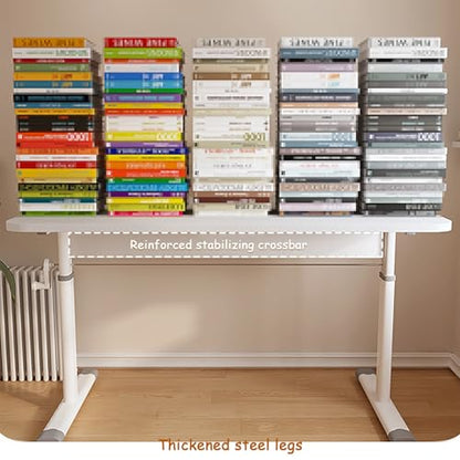 Manual Standing Desk, Adjustable Height Desk, Ergonomic Sit Stand Up Desk, White Office Desk, Metal Frame, Computer Desk with Hand Crank(100x60cm/39.3x23.6in) - size: 100x60cm/39.3x23.6in