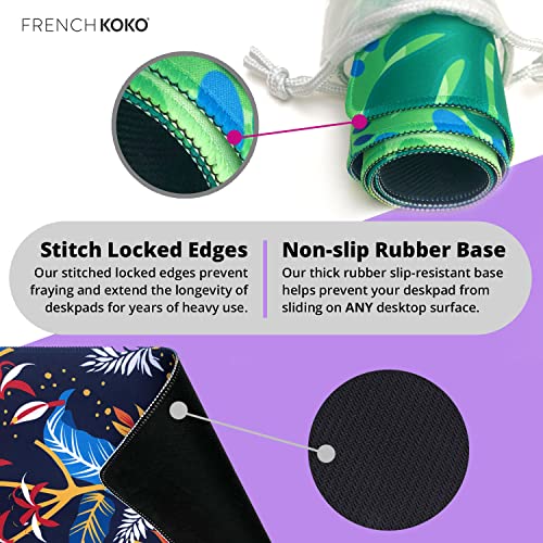 French KOKO Desk Mat, Large Desk Pad Large Mouse Pad Cute Desk Accessories Home Office Essentials XL Desk Mat Desk Pad Keyboard Mouse Desk Pads Computer Cute Women Girls (Black White Rug, 36" x 16.5") - color: Black White Rug, size: 16.5" x 36"
