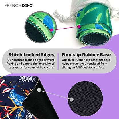 French KOKO Desk Mat, Large Desk Pad Large Mouse Pad Cute Desk Accessories Home Office Essentials XL Desk Mat Desk Pad Keyboard Mouse Desk Pads Computer Cute Women Girls (Black White Rug, 36" x 16.5") - color: Black White Rug, size: 16.5" x 36"