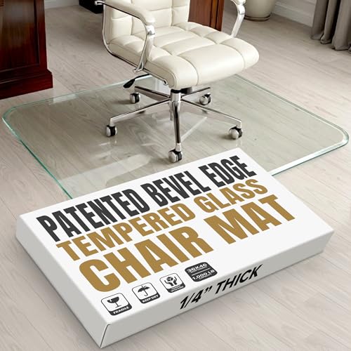 Tempered Glass Office Chair Mat for Carpet & Hardwood, 36" x 46", Clear - color: Clear (Standard Clear), size: 36" by 46" Non-Tabbed