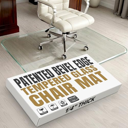 Tempered Glass Office Chair Mat for Carpet & Hardwood, 36" x 46", Clear - color: Clear (Standard Clear), size: 36" by 46" Non-Tabbed