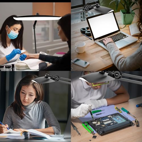 3000 Lumens Adjustable LED Desk Lamp & Task Lamp - Bright, Dimmable Lighting for Office, Crafts, Nails &Salon Hobbies with Clamp (CCT, Black) - color: Black