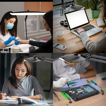 3000 Lumens Adjustable LED Desk Lamp & Task Lamp - Bright, Dimmable Lighting for Office, Crafts, Nails &Salon Hobbies with Clamp (CCT, Black) - color: Black