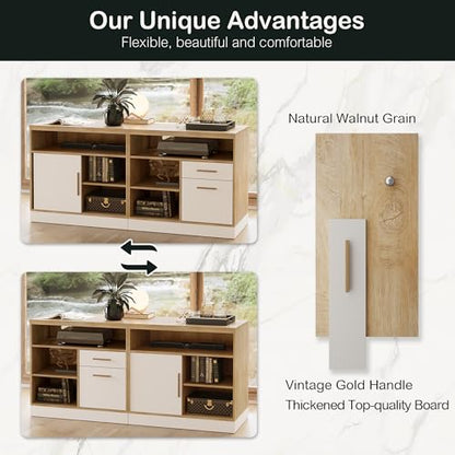 ModernMate 63" Lateral File Cabinet with Lock, 2-Drawer Home Office Storage - color: Light Walnut