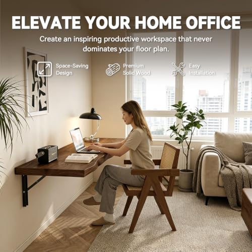 Wall Mounted Folding Table, Solid Wood Live Edge Drop Leaf Design | 300 lb Capacity, Murphy Style, Walnut Finish, Laundry Room, Craft Room, Home Office, Space Saving, 39.4"/100cm - color: Walnut, size: 39.4"x17.7"