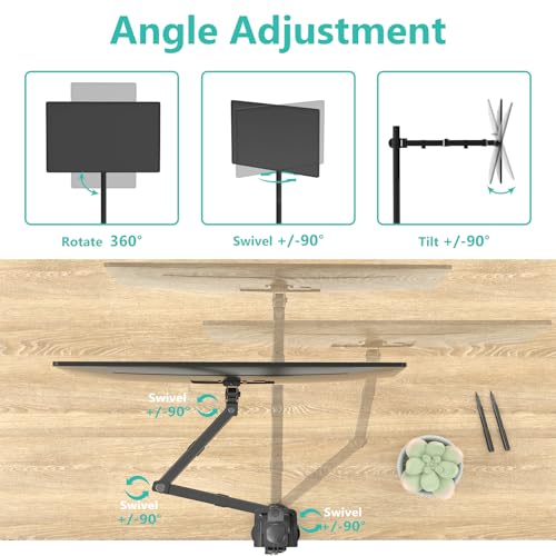 WALI Tall Monitor Arm Mount for Desk for 13-34 inch Screens, 22 lbs per Arm | Single Extra Tall Monitor Mount, Full Motion with Tilt, Swivel, Rotation, VESA Mount 75/100mm,for Office/Home (M001XL), Black - size: 13"-34", style: Single