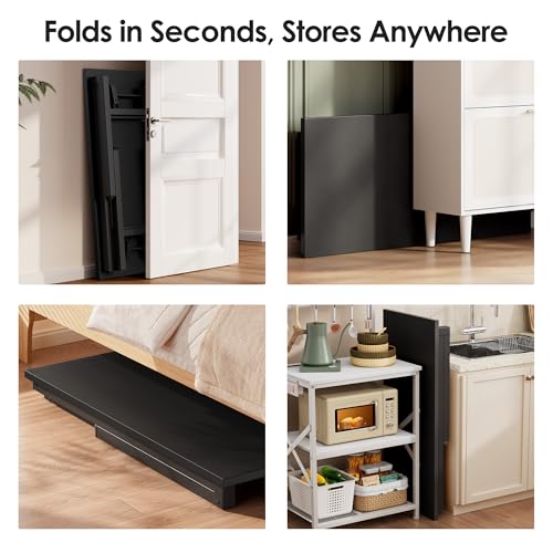 DlandHome 35.8 Inch Small Folding Computer Desk for Home Office, Black - color: Black + Black, size: 35.8 Inches
