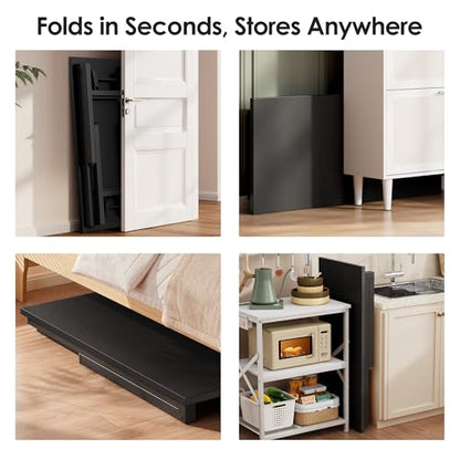 DlandHome 35.8 Inch Small Folding Computer Desk for Home Office, Black - color: Black + Black, size: 35.8 Inches