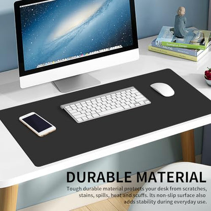 Large Office Leather Desk Mat, Large Mouse and Keyboard Pad, Laptop Pad, Desktop Protector(Black, 31.5 in. x 15.7 in.) - color: Black, size: 31.5×15.7inch