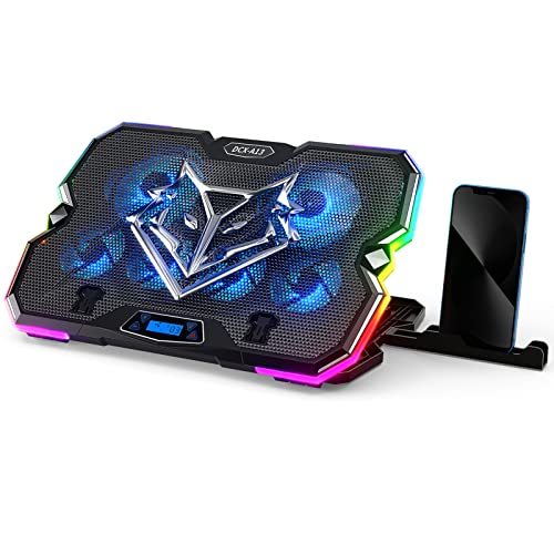 KeiBn Upgrade Laptop Cooling Pad A13,RGB Lights Laptop Cooler 6 Fans for up to 15.6 Inch Laptops,10 Modes Light, 7 Height Stands, 2 USB Ports - Blue - color: Blue Black