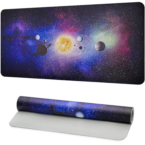 Desk Mat, Desk Pad Dual Sided Desktop Mat for Office and Home,Desk Organization and Accessories - Ideal for Large Mouse Pad and Desk Mats on Top of Desks (Solar System 31.5"x 15.7") - color: Solar System