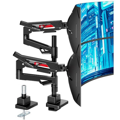 ARES WING Heavy-Duty Gas Spring Dual Ultrawide Monitor Arm 57" 60Lbs VESA | Height Adjustable & Extendable,Built-in USB Port,60Lbs Per Screen,Multi VESA Fit,Clamp & Grommet Base For Ultrawide Displays - style: Non USB