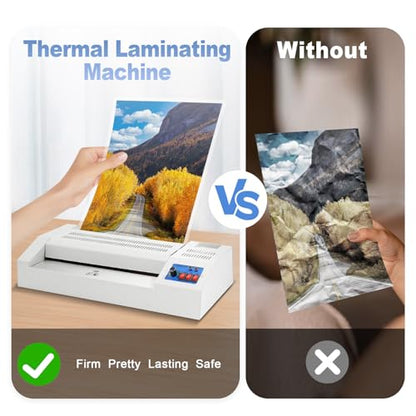 Electric Thermal Laminator Machine, Hot/Cold Roll Laminating Machine with 4 Roller System Large Laminator for A4/A3 Paper No Bubbles Prevents Misfed Items for Document Paper Photo